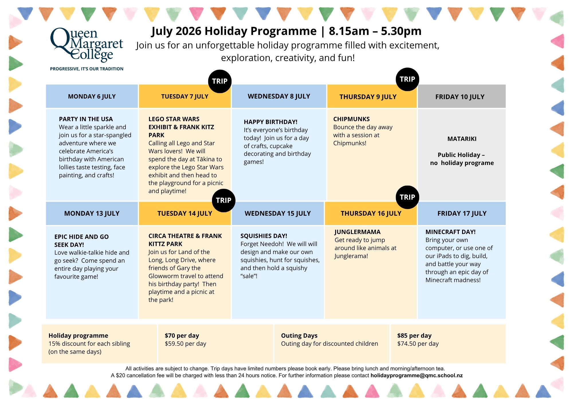 1 Holiday programme July