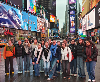 Business and Economics students in Times Square